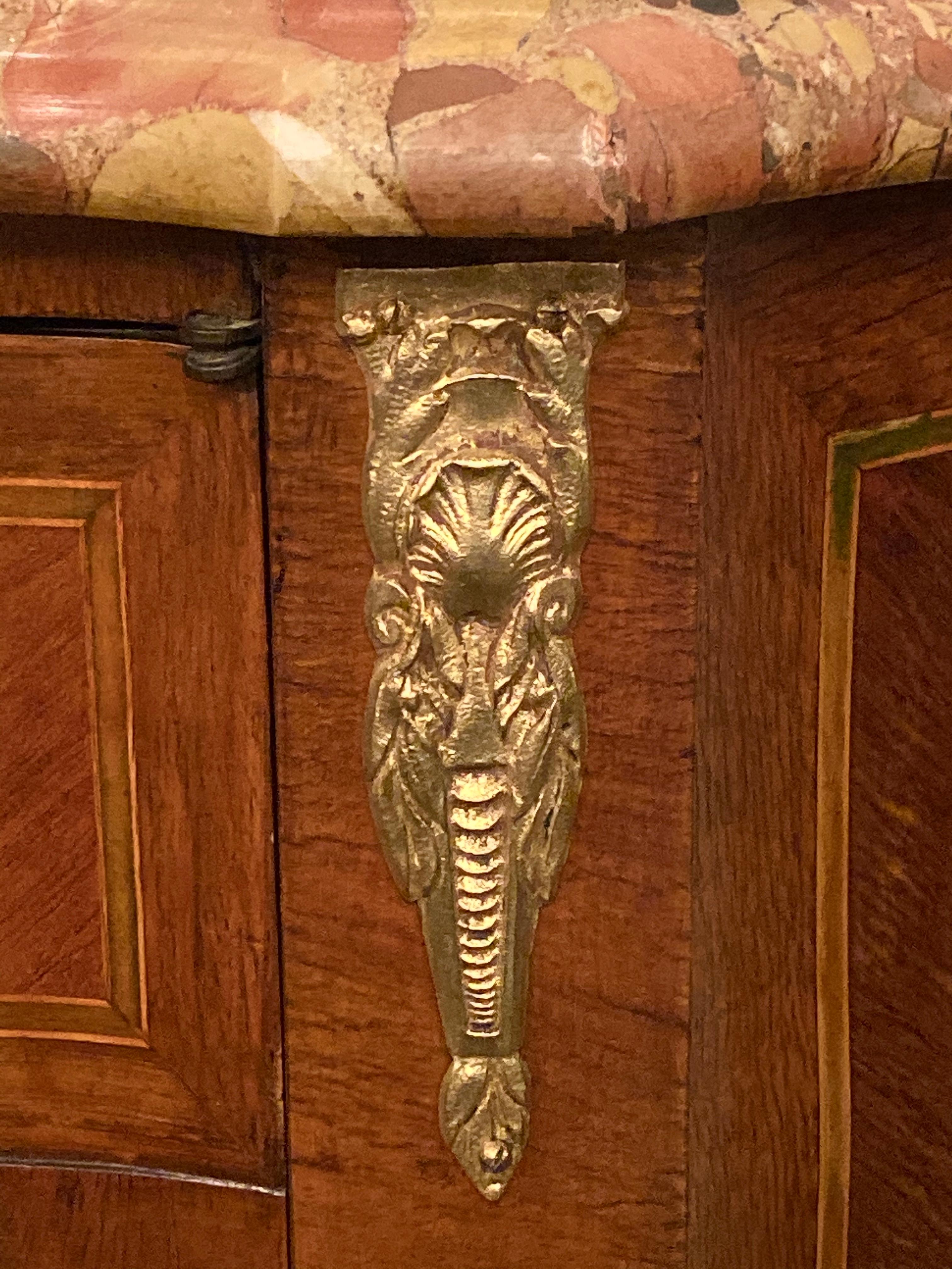 Pair of Louis XV Style Side / End Tables with Breche D'alep Original Marble Top 2