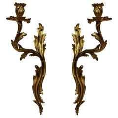 Antique Pair of Louis XV Style Single Arm Sconces