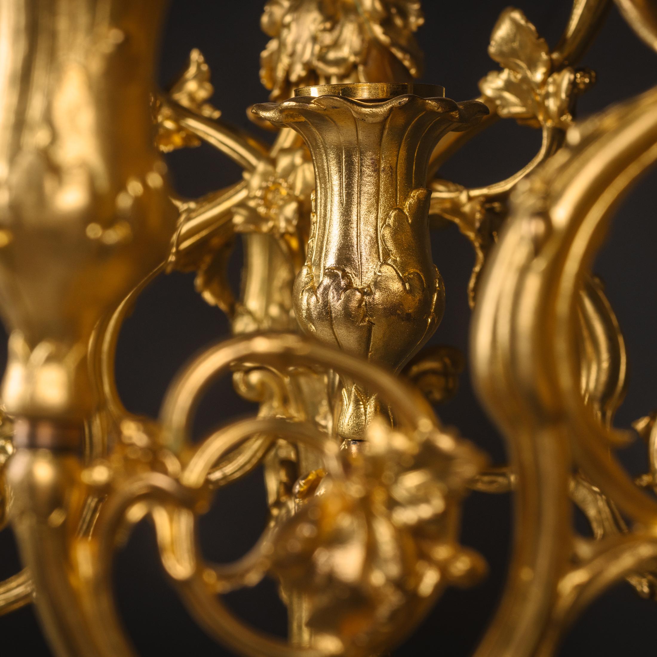 Pair of Louis XV Style Six-Light Candelabra by Robert Frères In Good Condition For Sale In Brighton, West Sussex