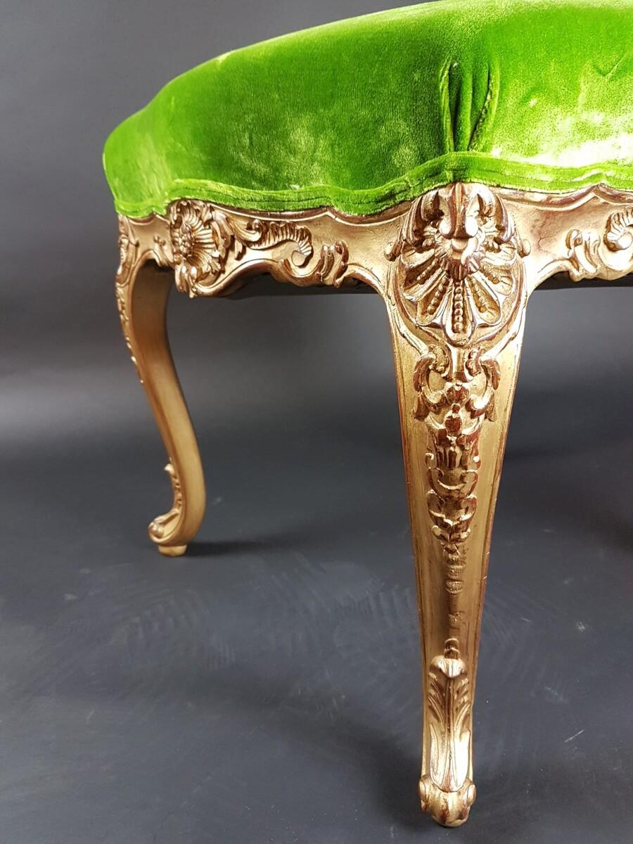 Pair of Louis XV style stools in gilded wood, early 20th For Sale 3