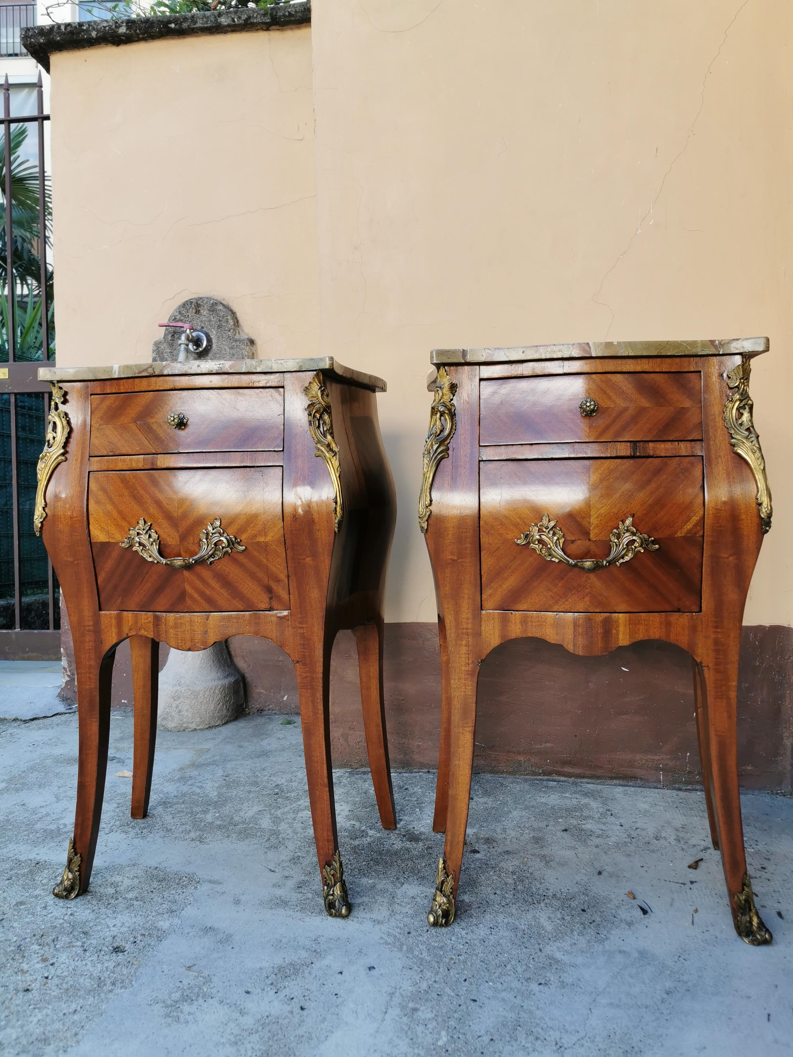 French Pair of Louis XV Style Style Bed Side Commodes, c 1870