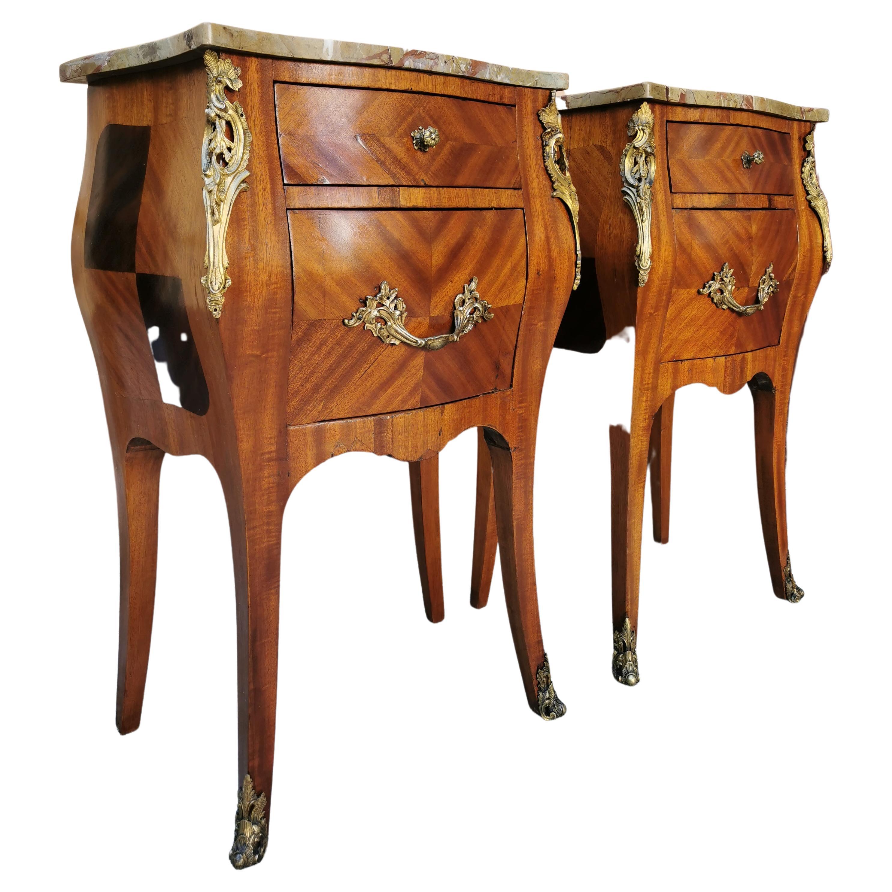 Pair of Louis XV Style Style Bed Side Commodes, c 1870