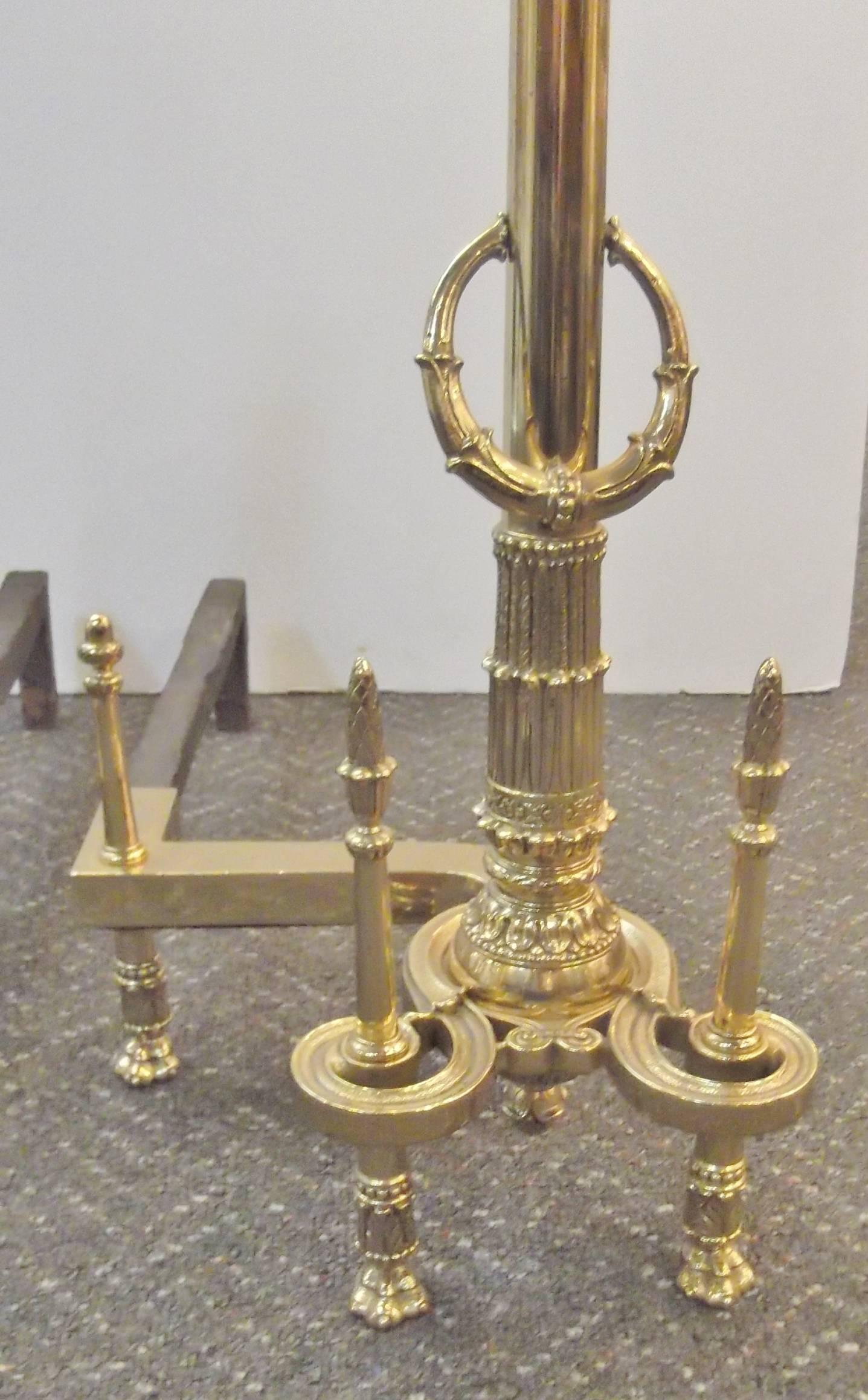 English Pair of Louis XV Style Tall Andirons
