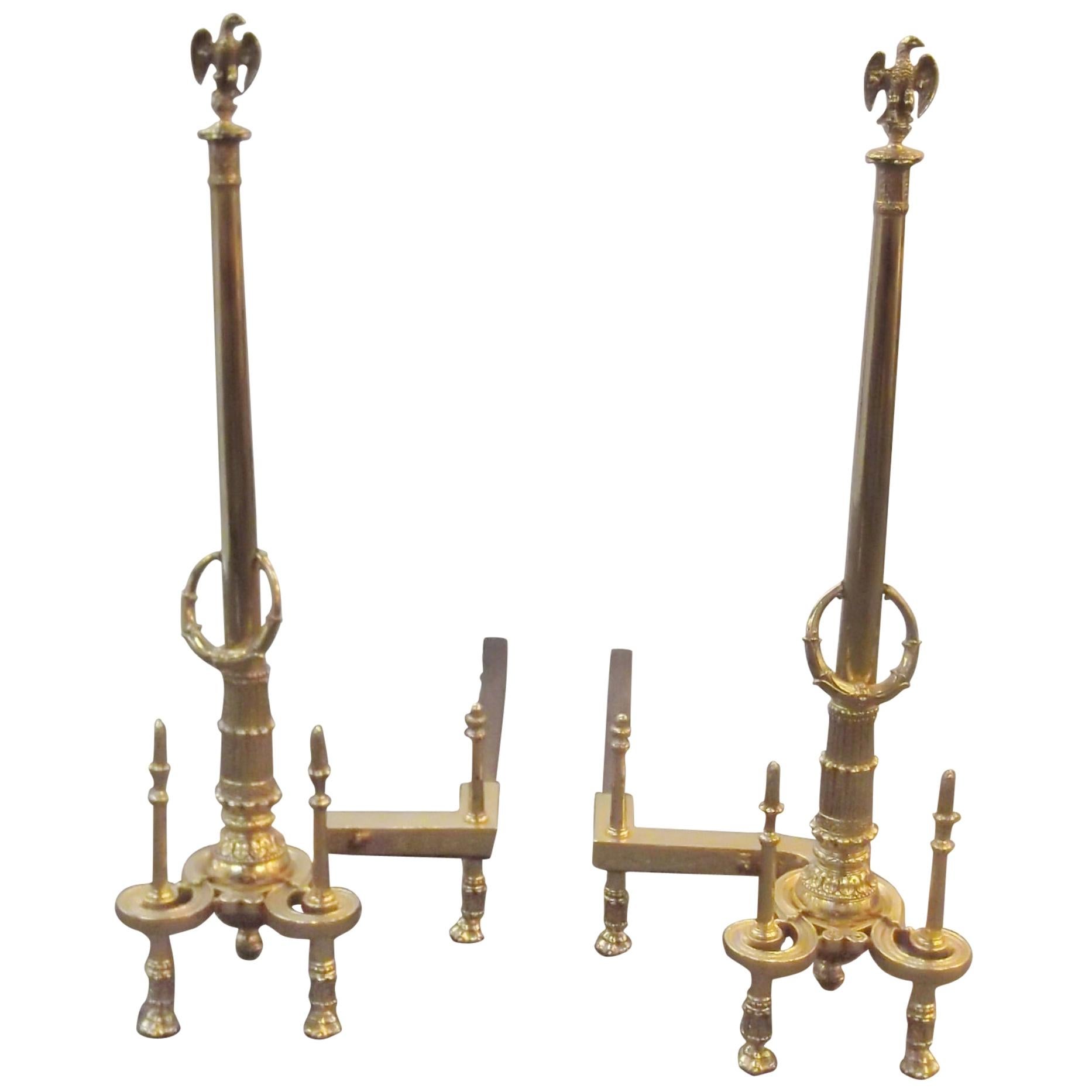 Pair of Louis XV Style Tall Andirons