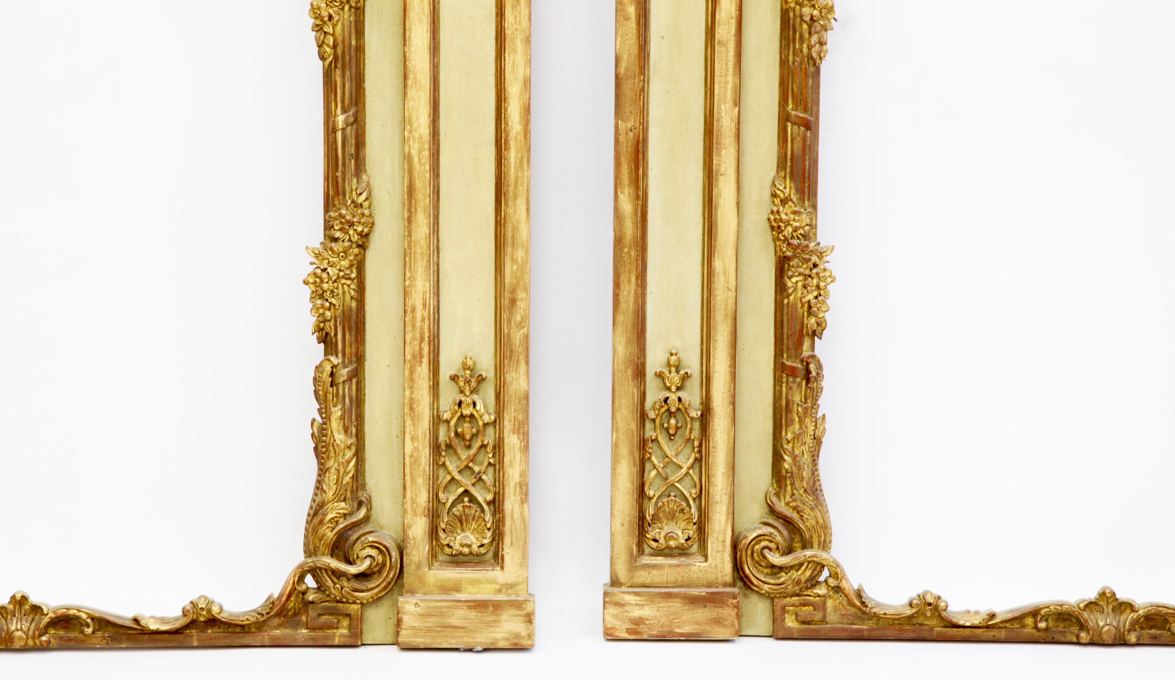 Louis XV style mirrors, hand carved by La Maison London.
Finished in a French green with gilded highlights.
Made as a pair or can be sold separately.