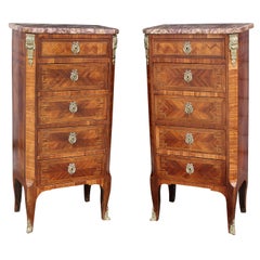 Pair of Louis XV Style Tulipwood Petit Commodes