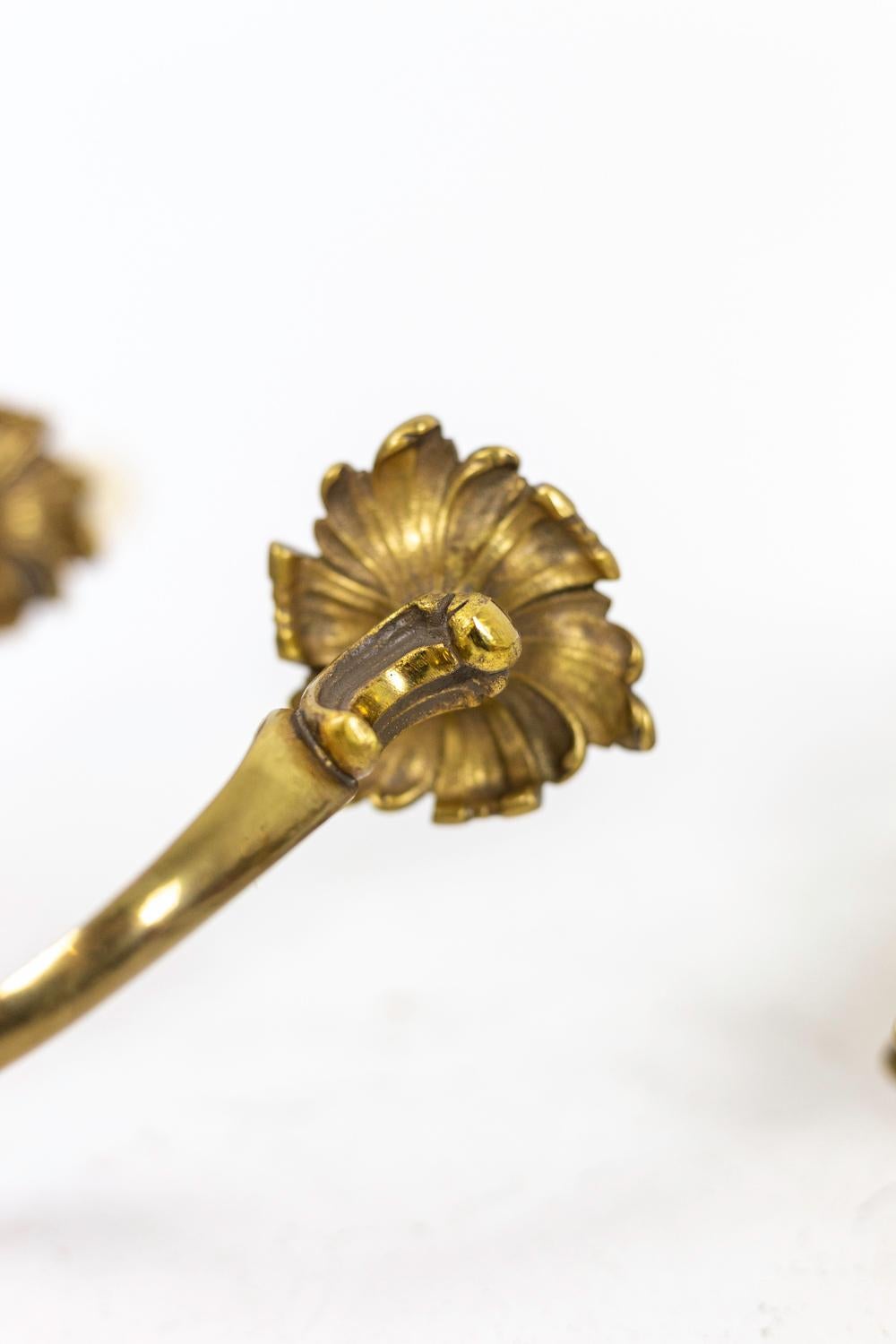 Pair of Louis XV Style Wall Sconces in Gilt Bronze, 1950s For Sale 1