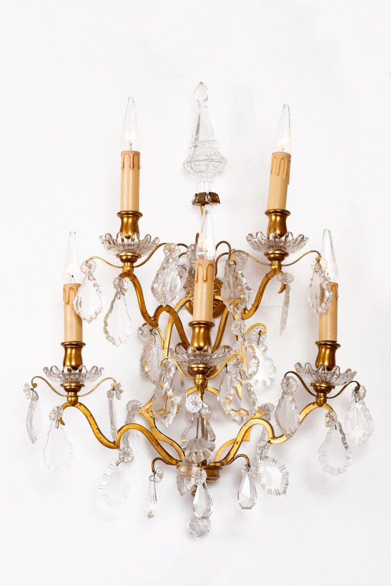 Pair of Louis XV Style Wall Sconces in Gilt Bronze and ...