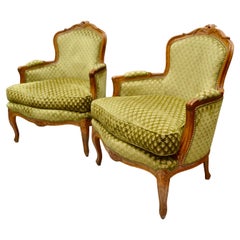 Pair of Louis XV Style Walnut Armchairs