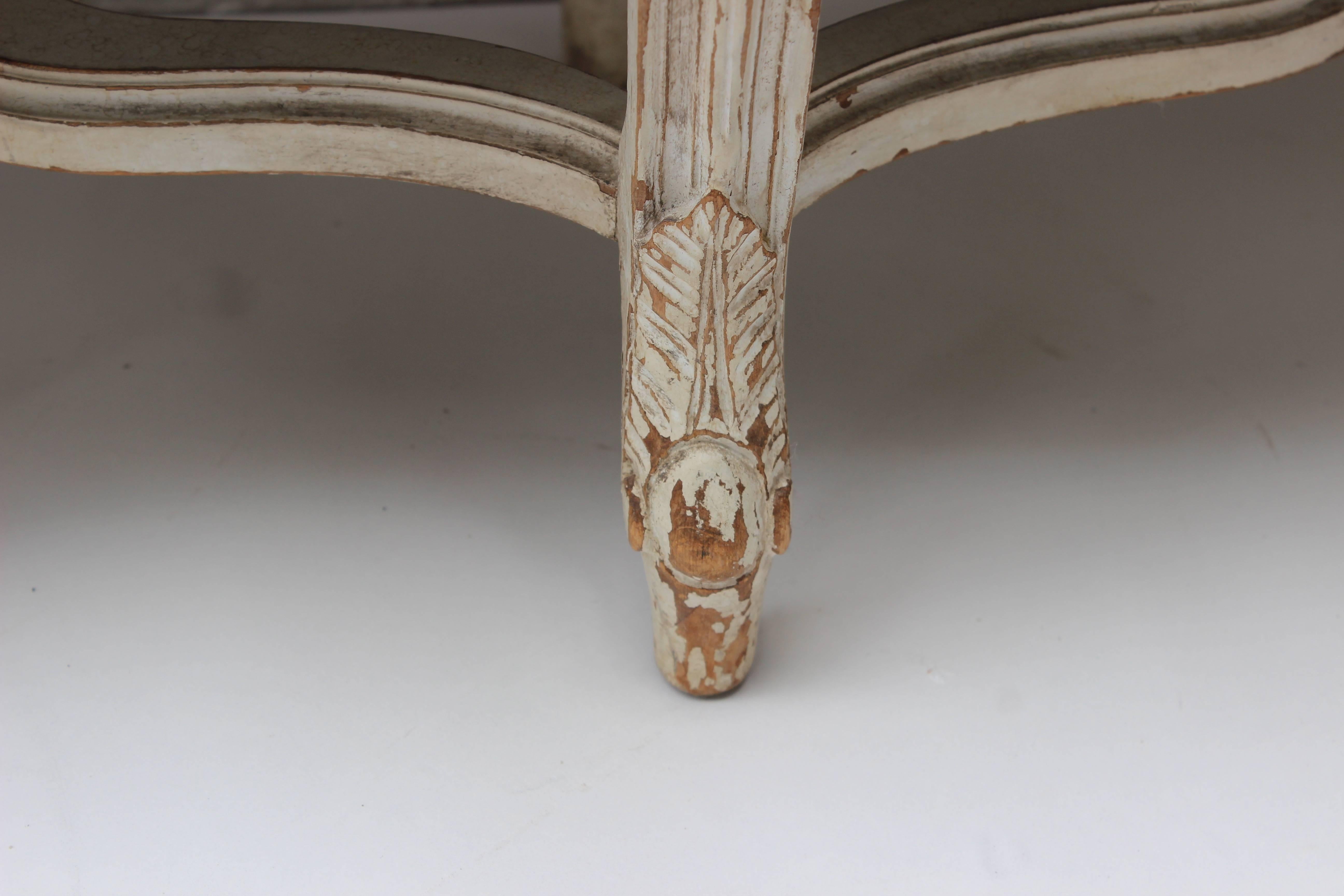 Pair of Louis XV Style White Painted Benches 4