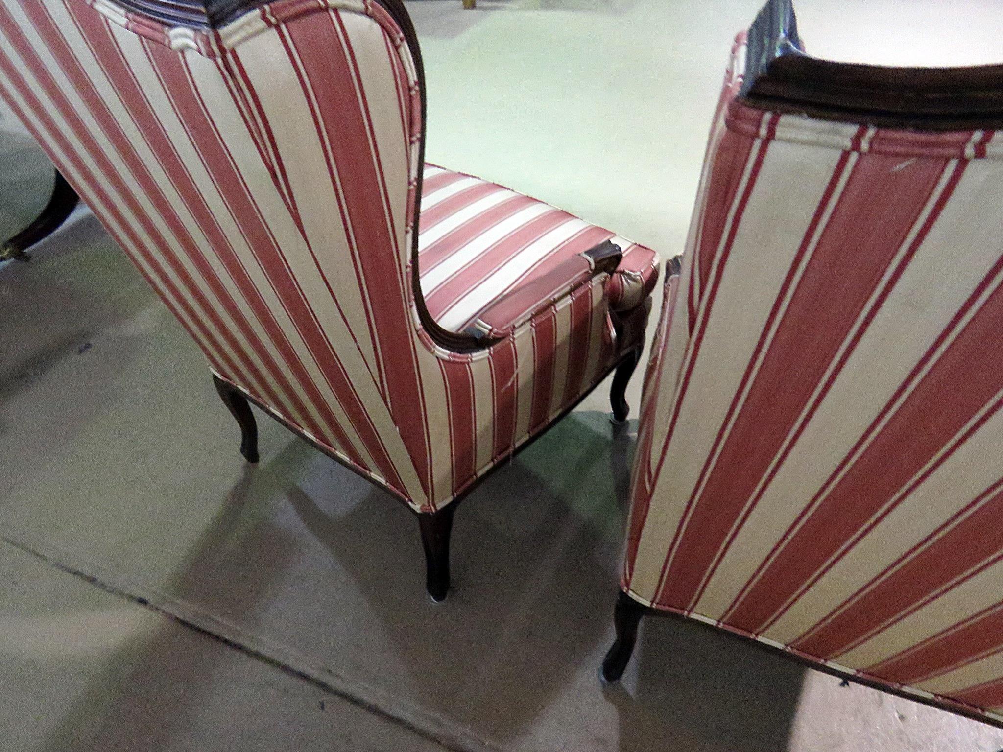 Pair of French Louis XV Style Wingback Fireside Chairs 6
