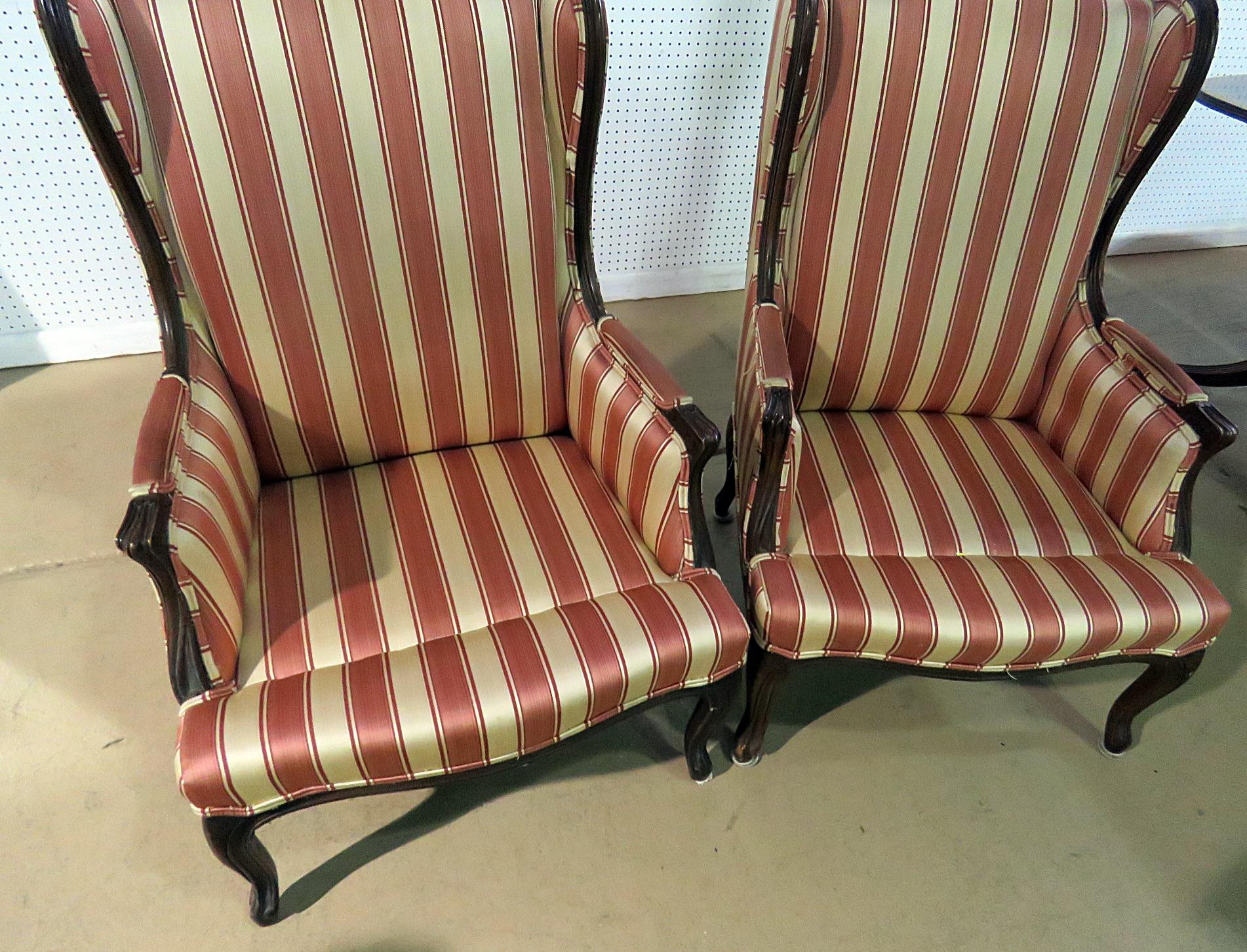 Pair of French Louis XV Style Wingback Fireside Chairs 7