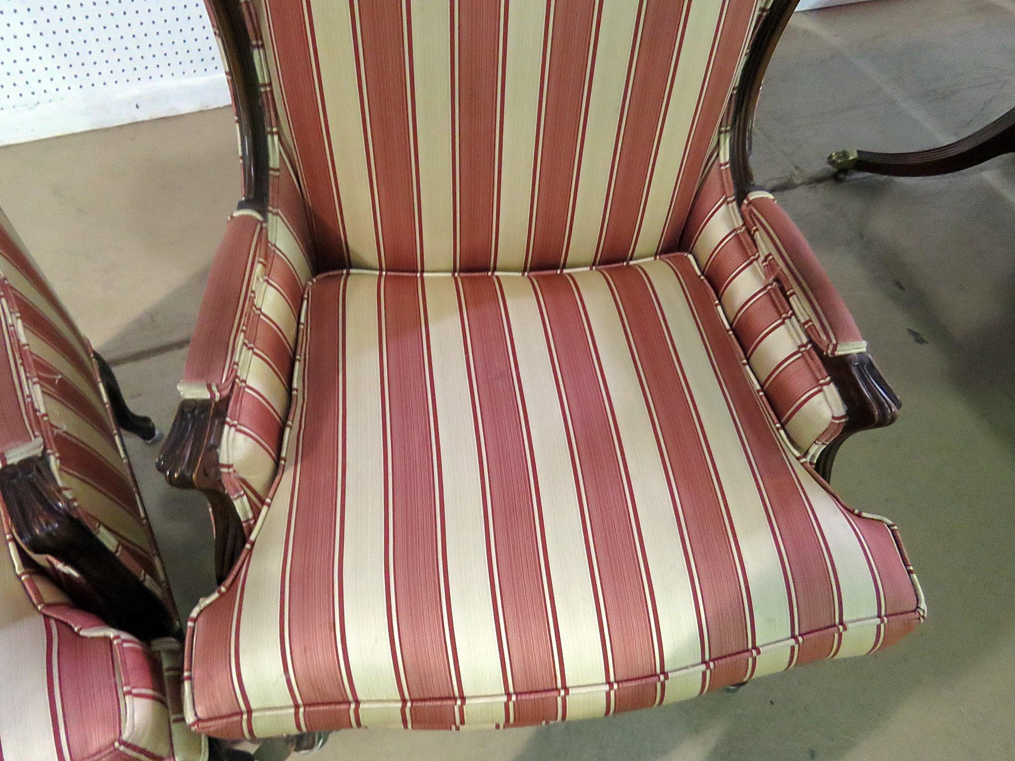 Upholstery Pair of French Louis XV Style Wingback Fireside Chairs