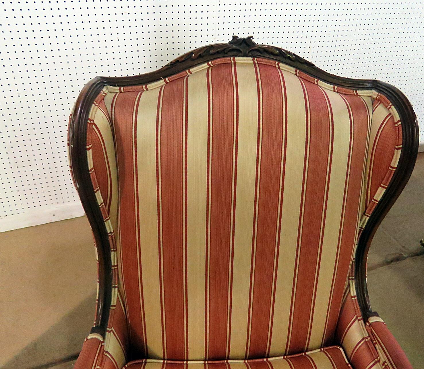 Pair of French Louis XV Style Wingback Fireside Chairs 1