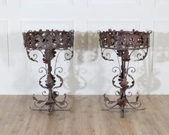 Pair of Louis XV style wrought iron plant stands