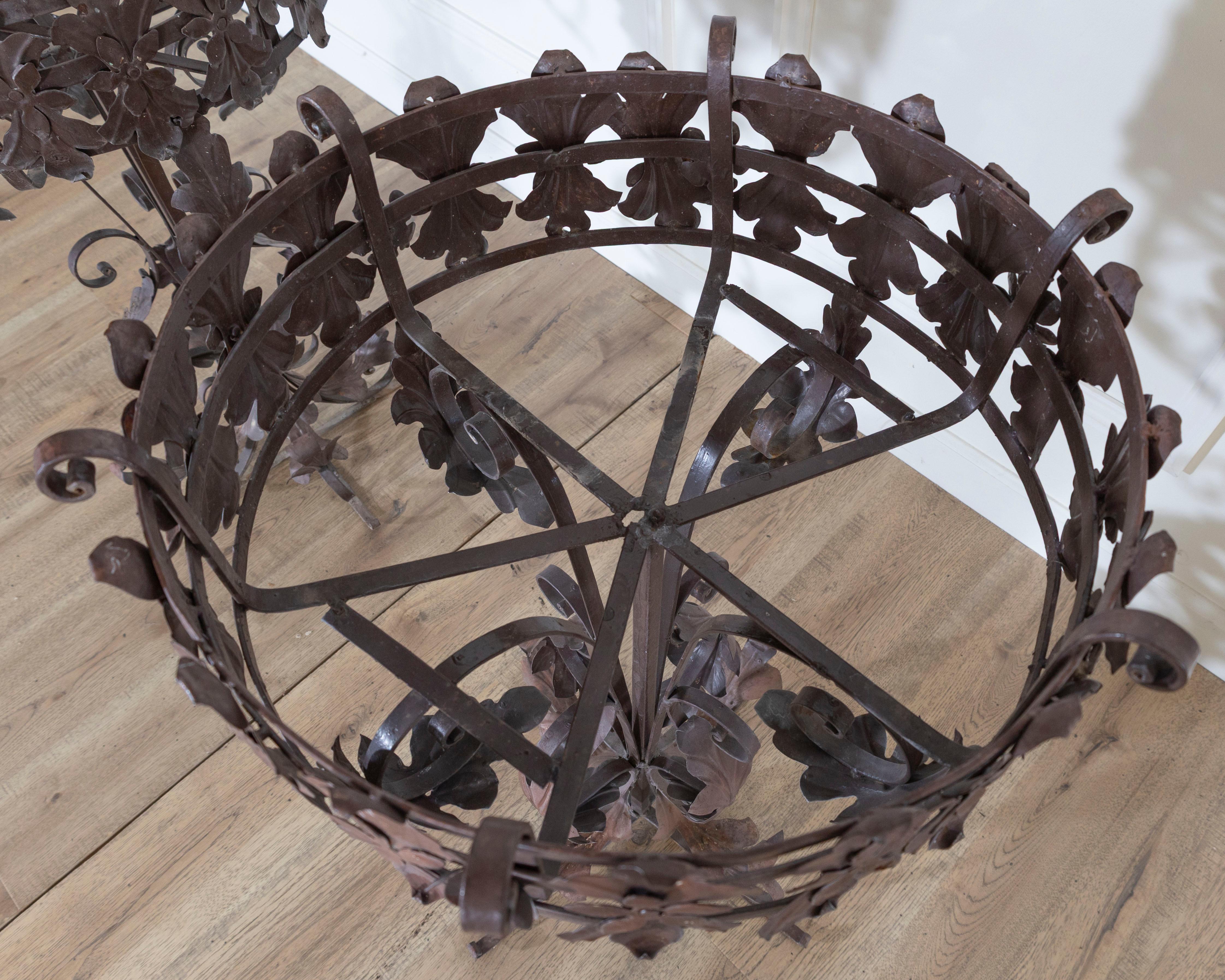 20th Century Pair of Louis XV style wrought iron plant stands For Sale