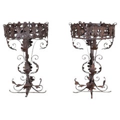 Pair of Louis XV style wrought iron plant stands