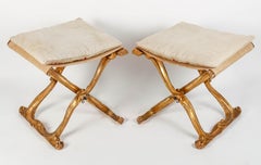 Pair of Louis XV Style X-Shaped Stools, 19th Century.