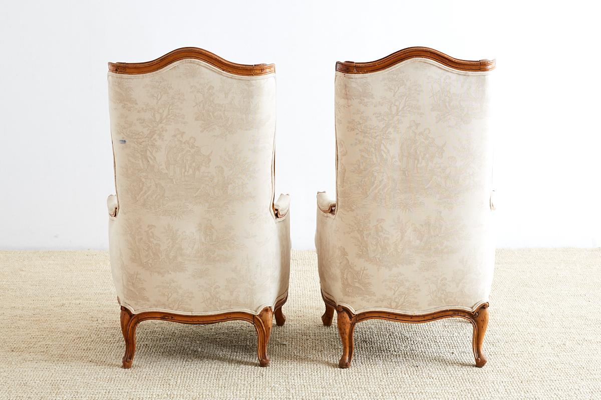 Pair of Louis XV Toile Five-Leg Bergeres 8