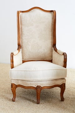 Pair of Louis XV Toile Five-Leg Bergeres