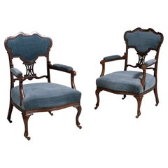 19th Century Louis XV Rococo Armchairs, Upholstered Wood, UK
