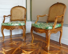 Pair of Louis XV walnut armchairs - 18th century - follower of Nogaret