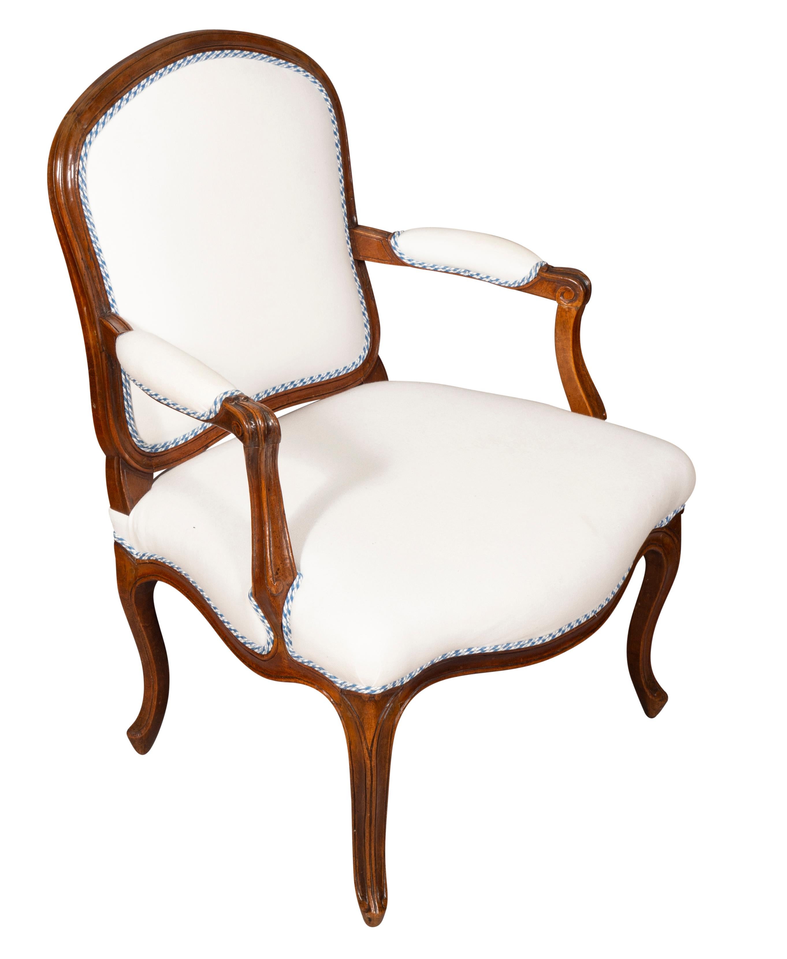 French Pair Of Louis XV Walnut Armchairs