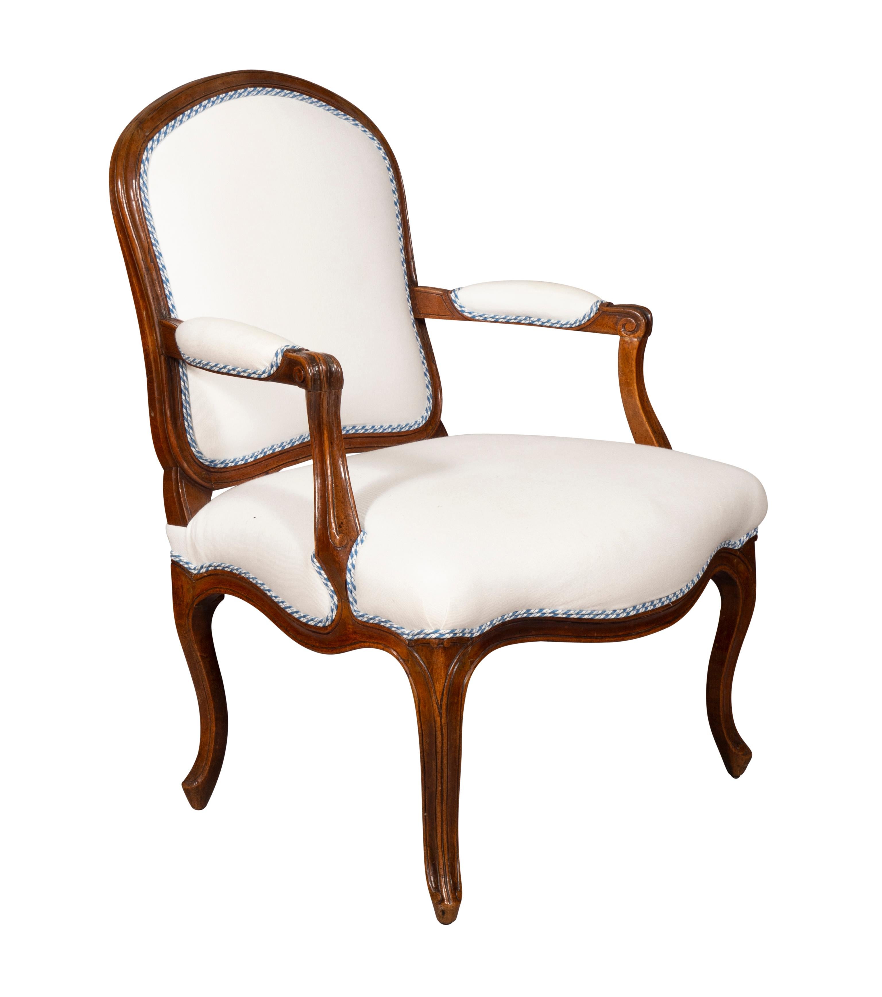 Pair Of Louis XV Walnut Armchairs In Good Condition In Essex, MA
