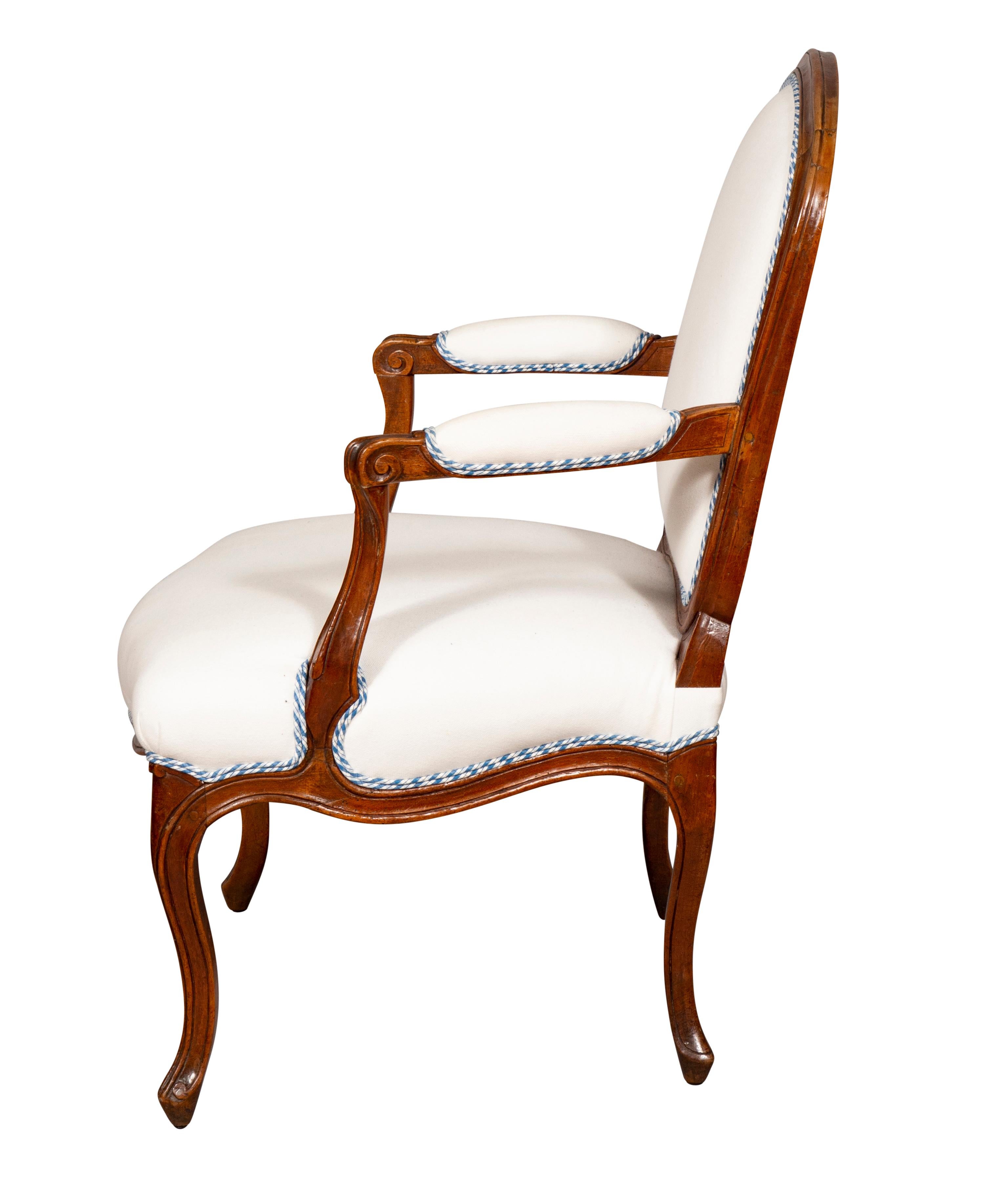 Pair Of Louis XV Walnut Armchairs For Sale 2