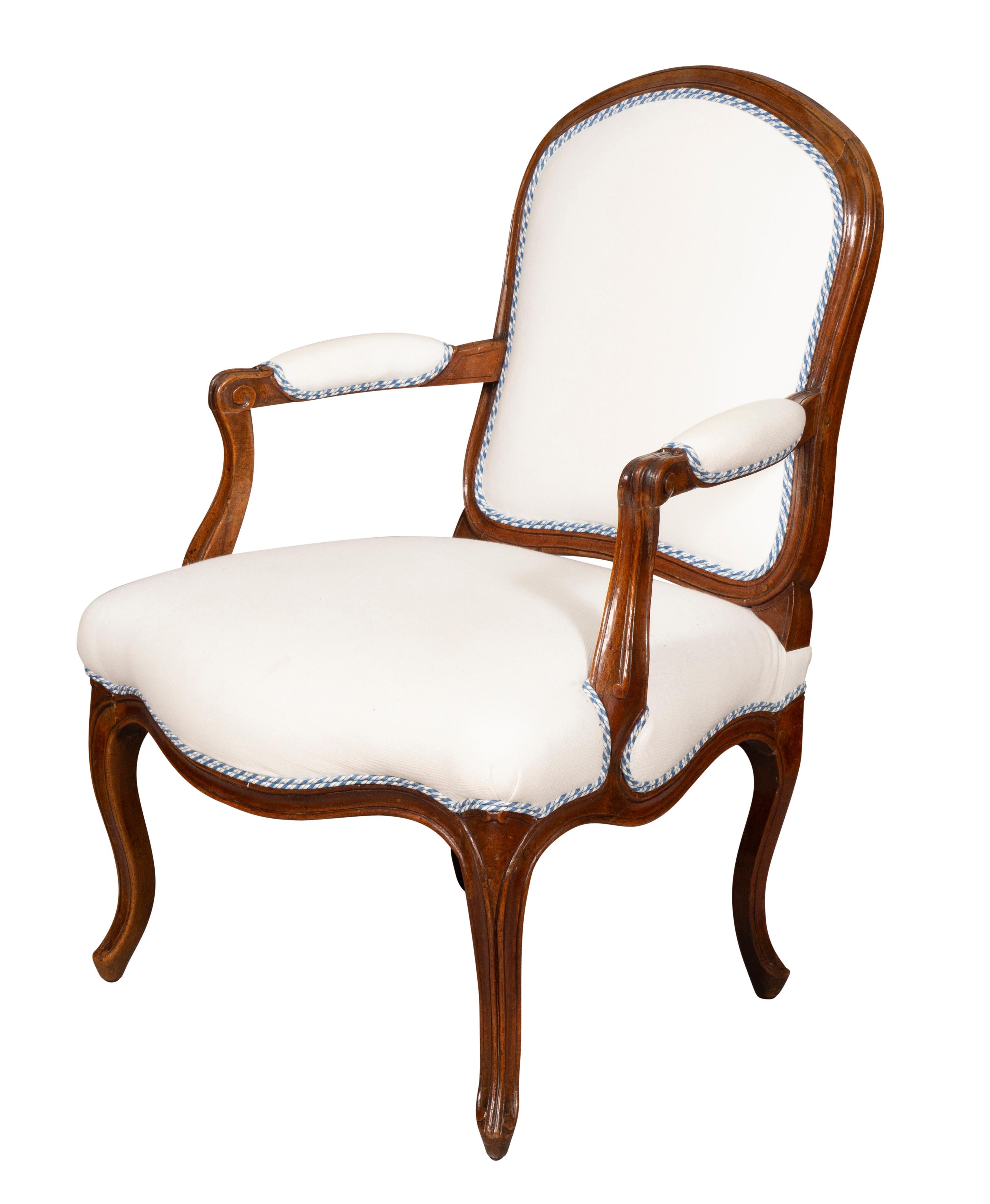 Pair Of Louis XV Walnut Armchairs For Sale 3