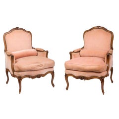 Pair of Louis XV Walnut Bergeres