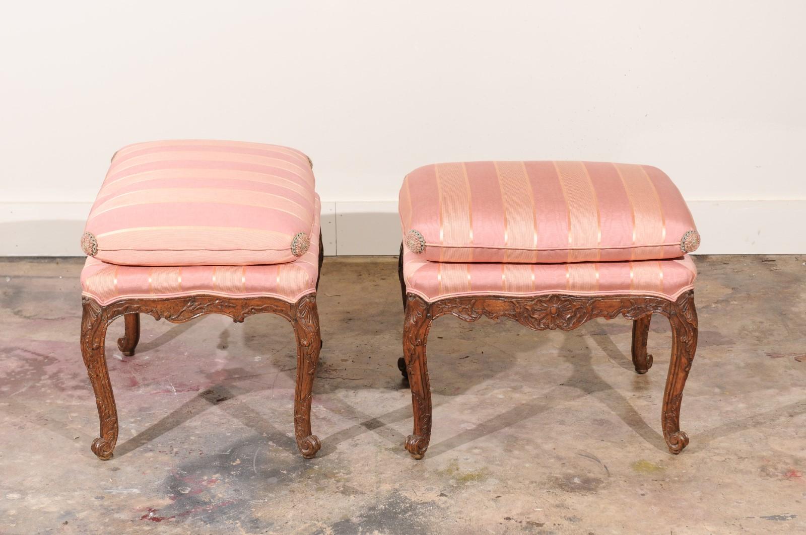 19th Century Pair of Louis XV Walnut Stools For Sale