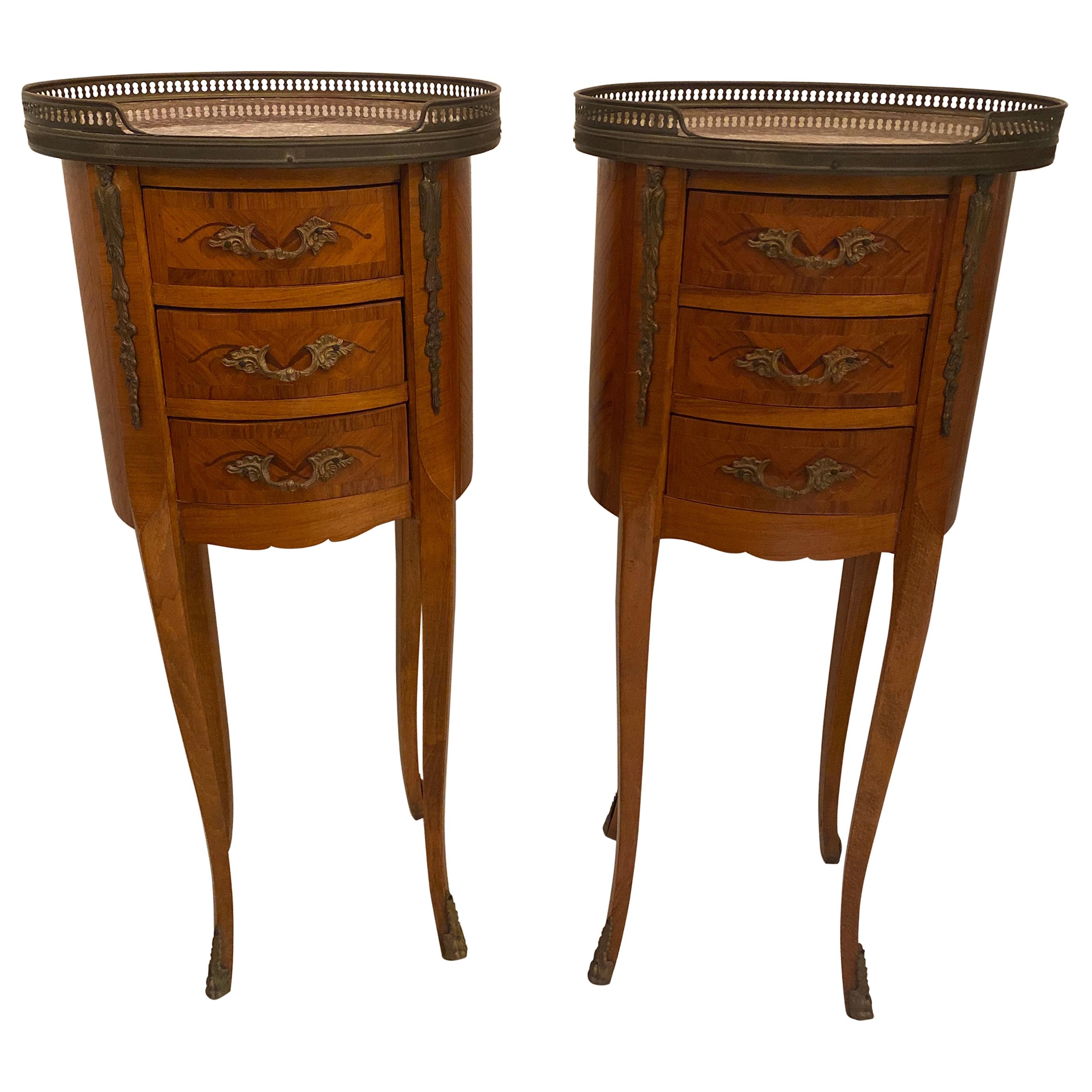 Pair of Louis XV/XVI Oval Occasional Tables For Sale