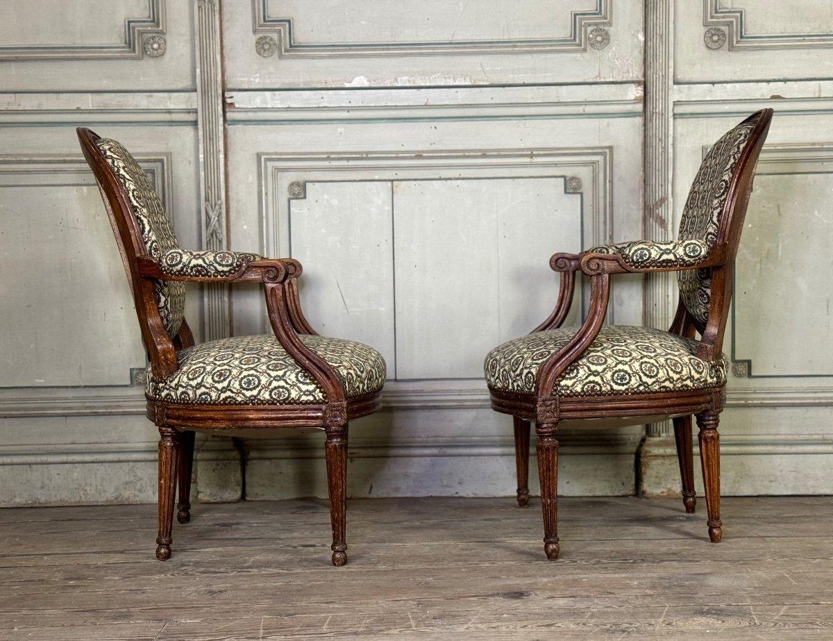 Paire de fauteuils Louis XVI en bois sculpté, 18ème siècle Bon état - En vente à Honnelles, WHT
