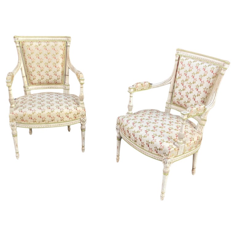 Pair of Cream Lacquered Frame Fauteuils Pair of Cream Lacquered Frame Fauteuils