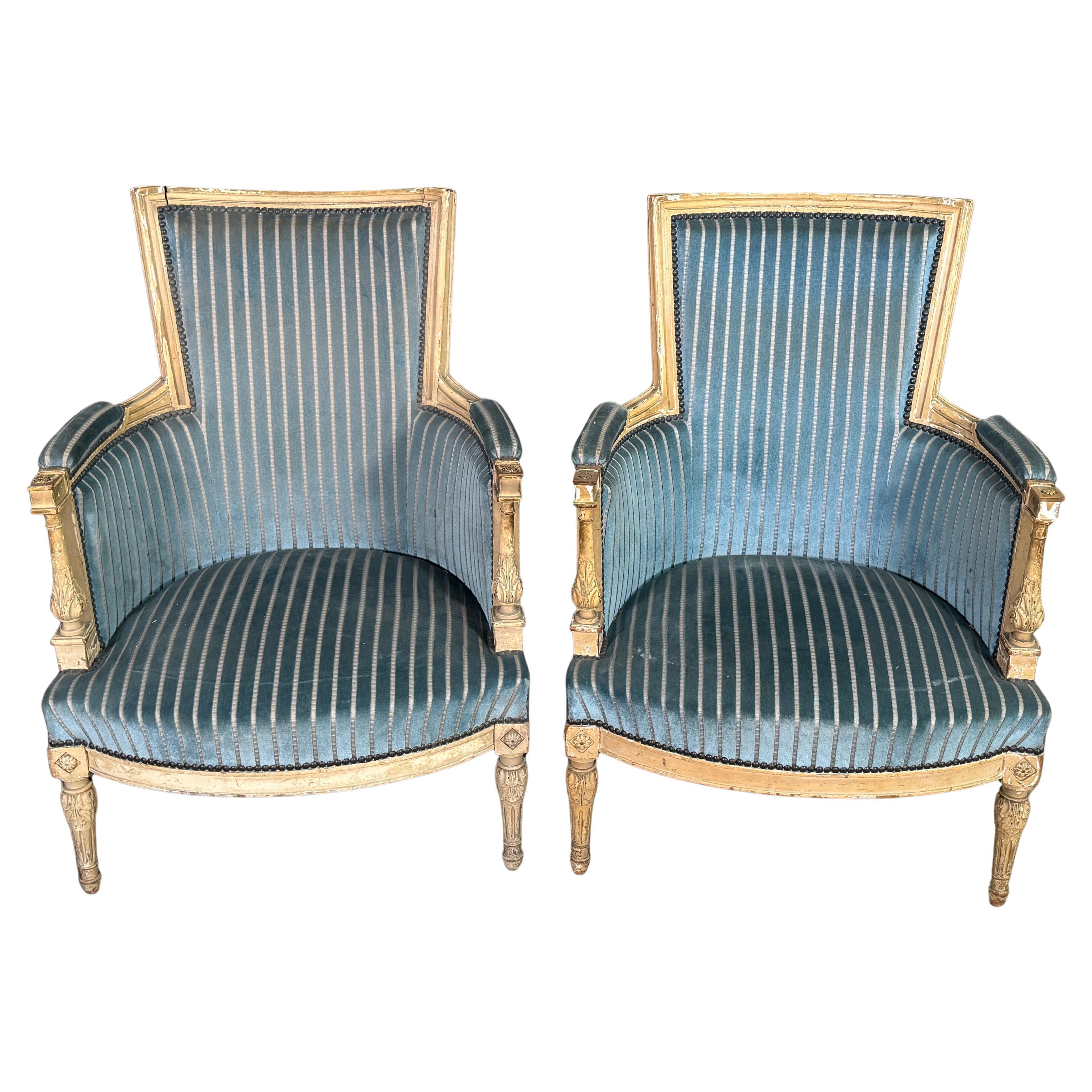 Pair of Louis XVI Bergere Chairs