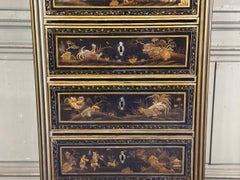Pair Of Louis XVI Black And Gold Lacquer Semainiers, 18th Century