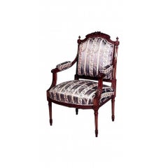 Pair of Louis XVI Blue Striped Armchairs