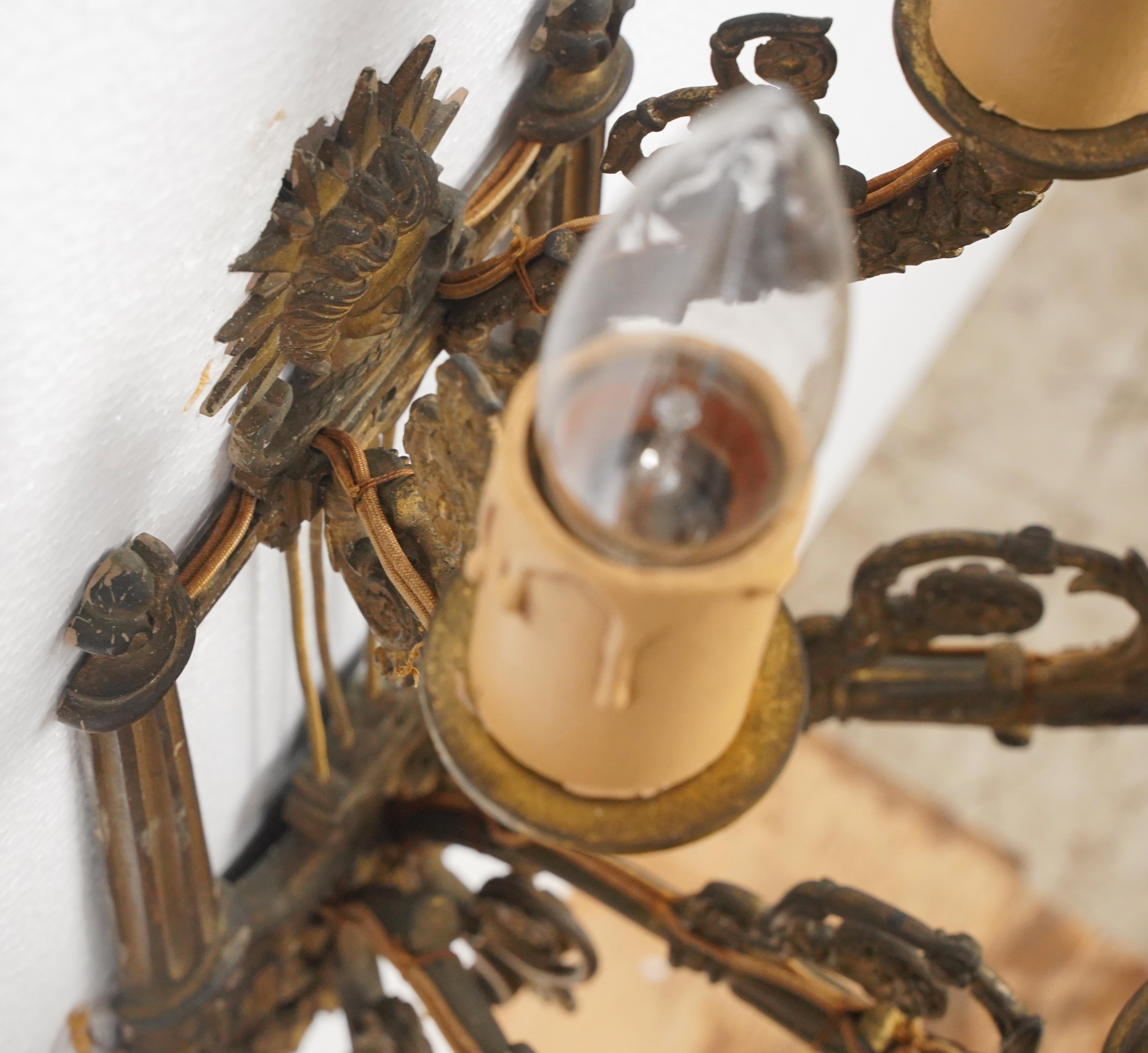 Pair of Louis XVI Bronze 5 Arm Wall Sconces For Sale 8