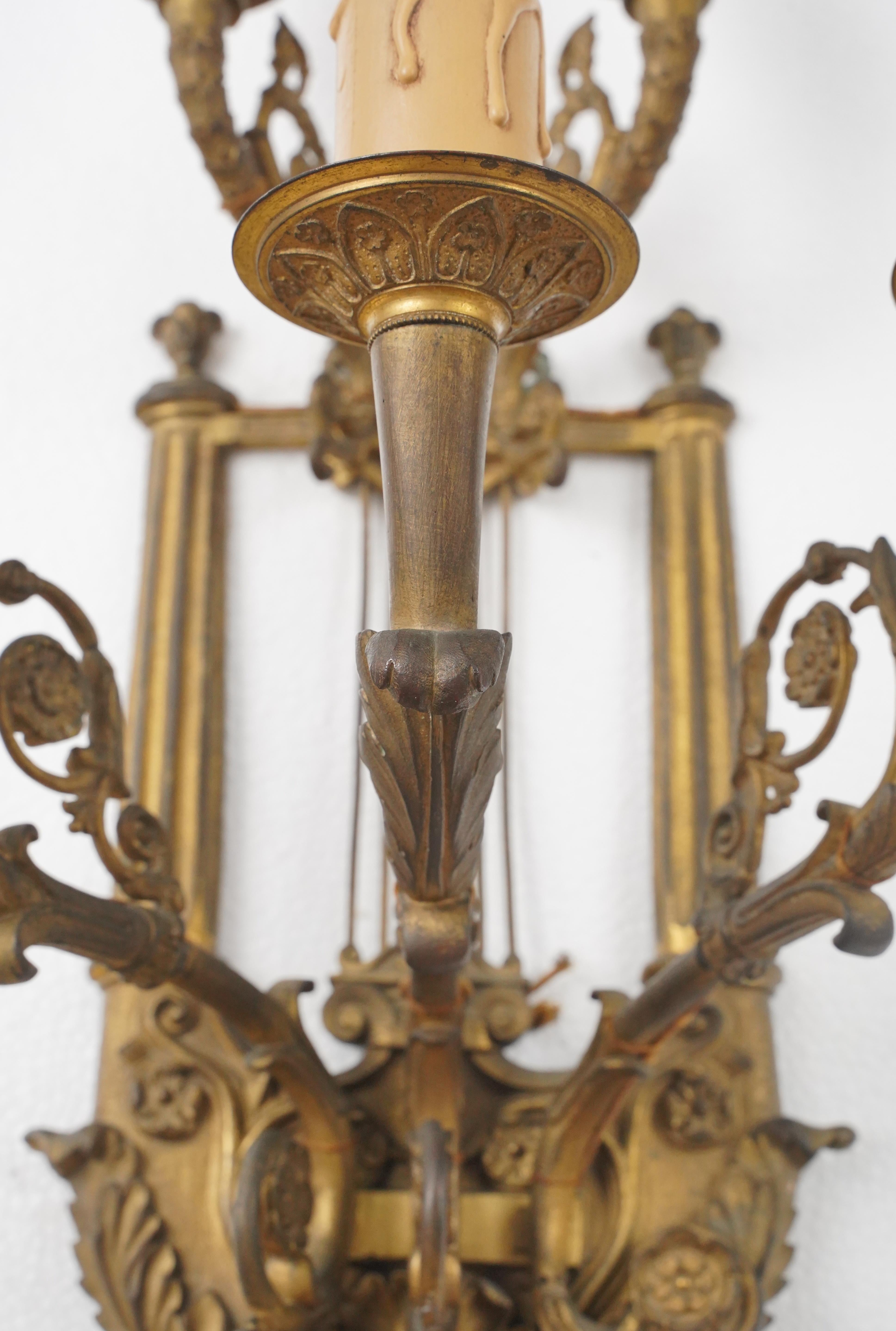 Pair of Louis XVI Bronze 5 Arm Wall Sconces For Sale 10