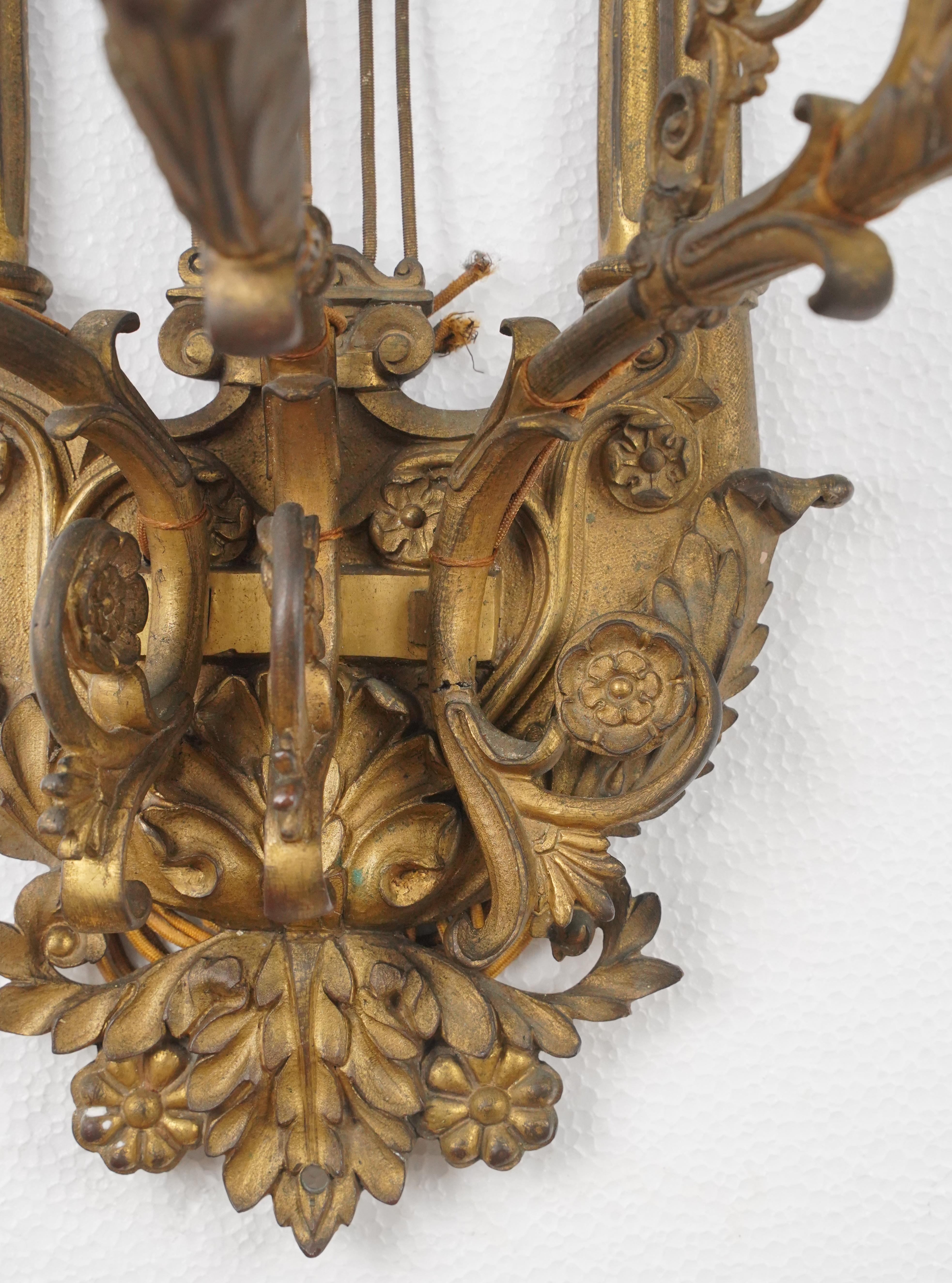 Pair of Louis XVI Bronze 5 Arm Wall Sconces For Sale 11
