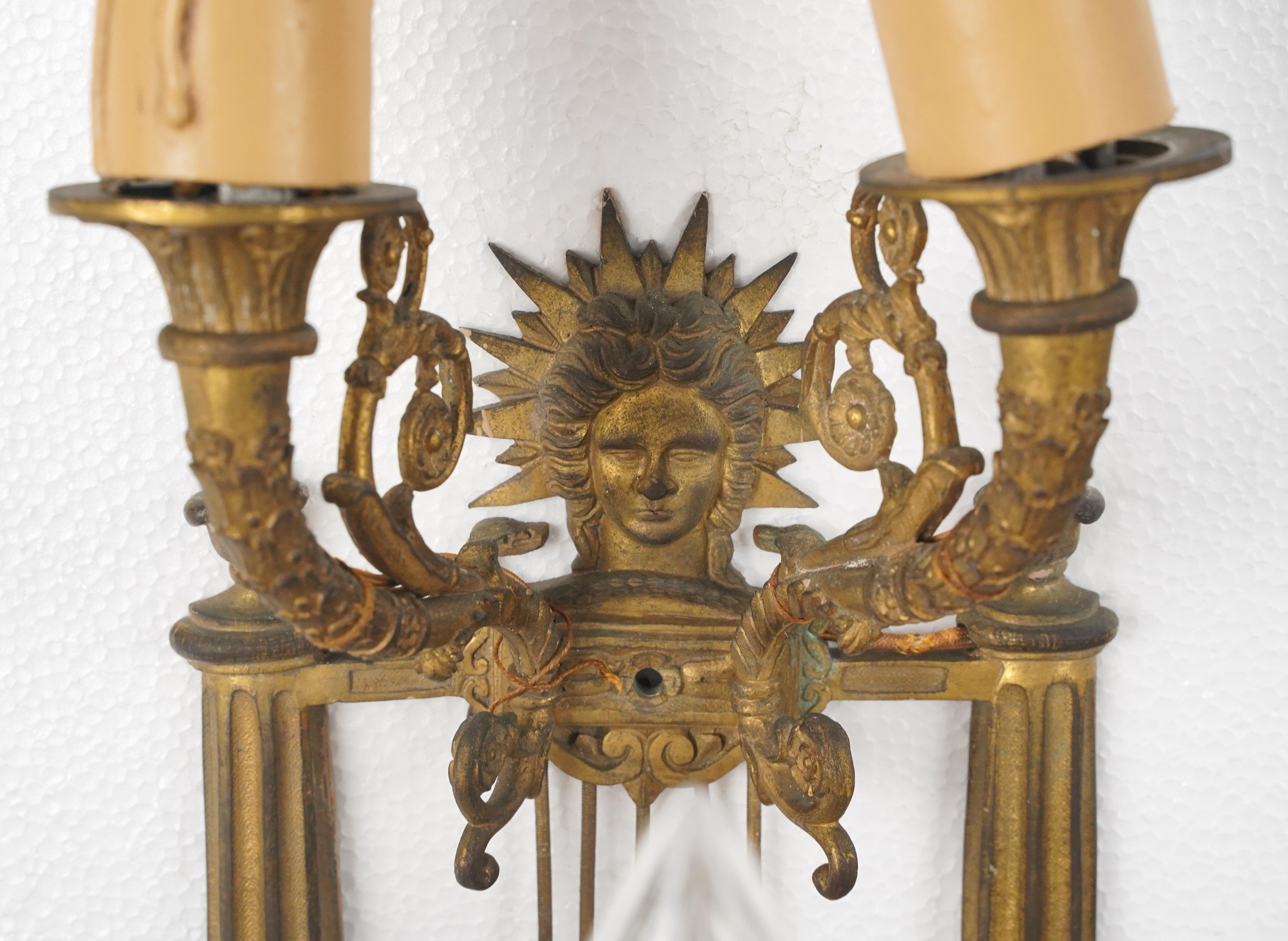 Pair of Louis XVI Bronze 5 Arm Wall Sconces For Sale 3
