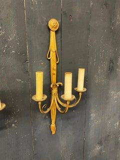 Pair of Louis XVI Bronze Sconces, circa 1930/1950