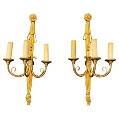 Paire d'appliques Louis XVI en bronze, vers 1930/1950