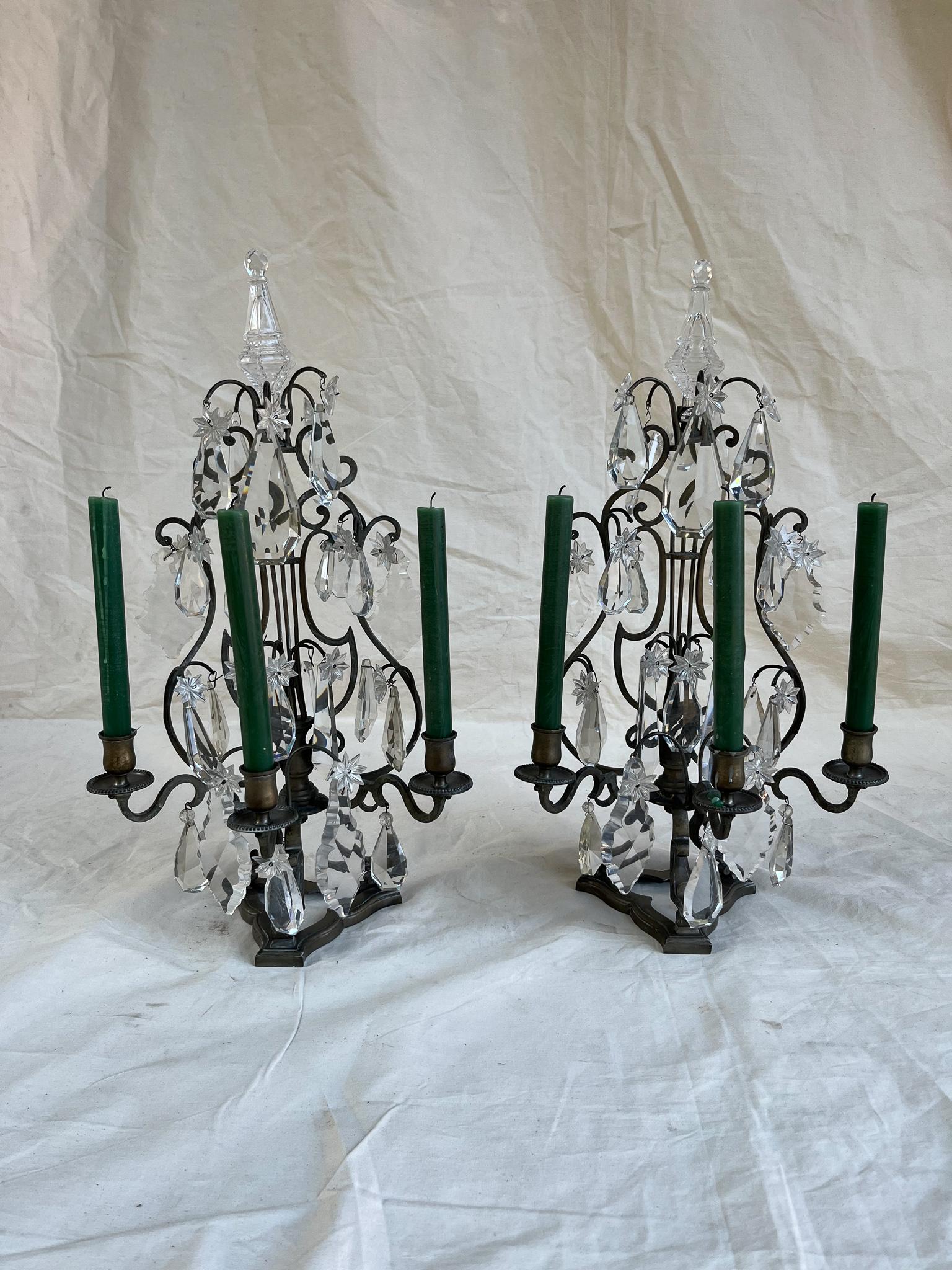 Paire de chandeliers Louis XVI France 19ème siècle.