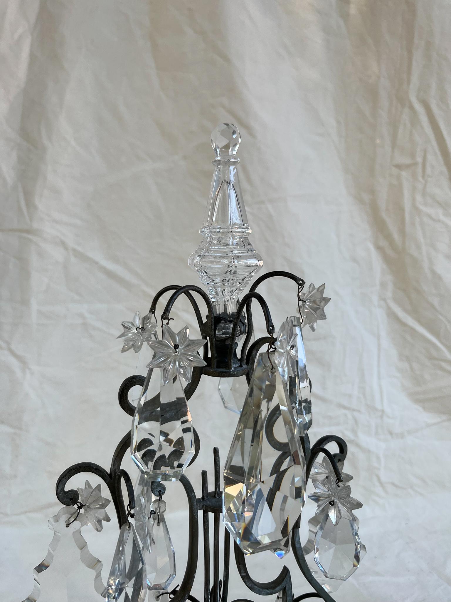 Crystal Pair of Louis XVI Candlesticks France 19th Century For Sale