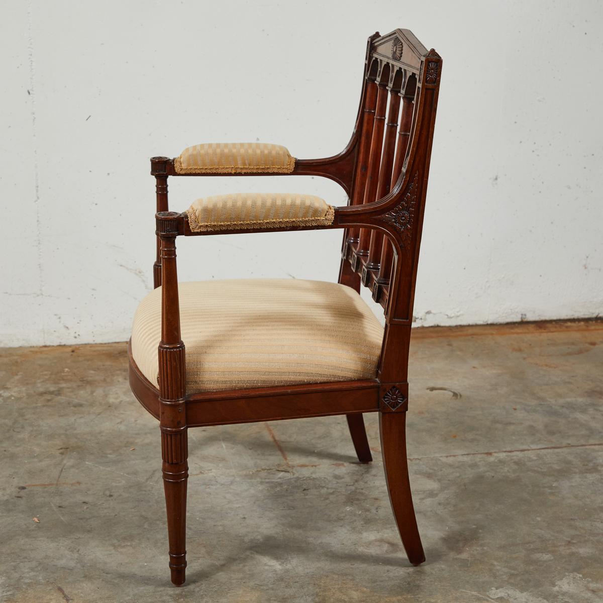 Pair of Louis XVI Carved Mahogany Fauteuils by George Jacob In Good Condition For Sale In Los Angeles, CA