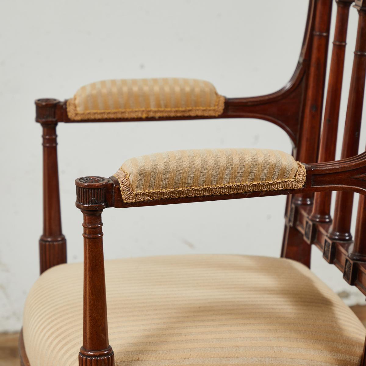 Late 18th Century Pair of Louis XVI Carved Mahogany Fauteuils by George Jacob For Sale