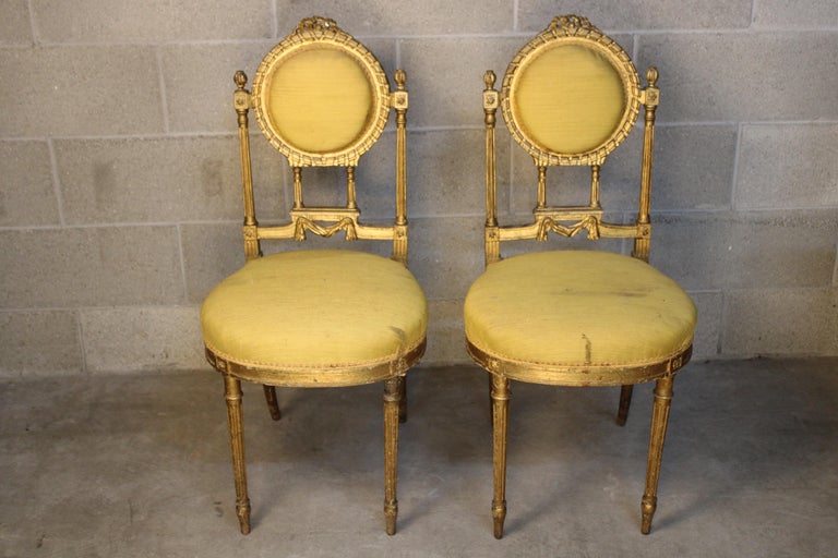 Pair of Louis XVI Style Living room Chairs circa 1880 France For Sale 5