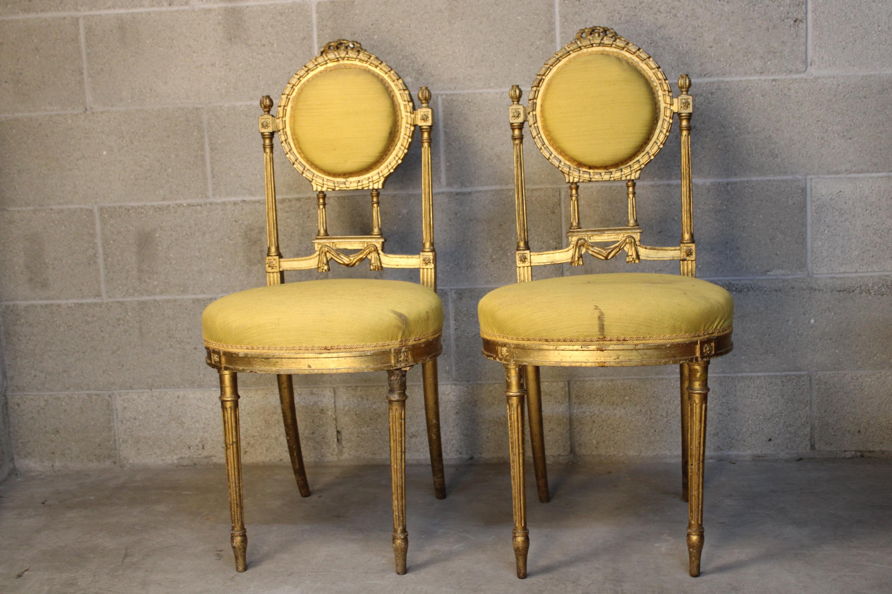 Pair of Louis XVI Style Living room Chairs circa 1880 France 6